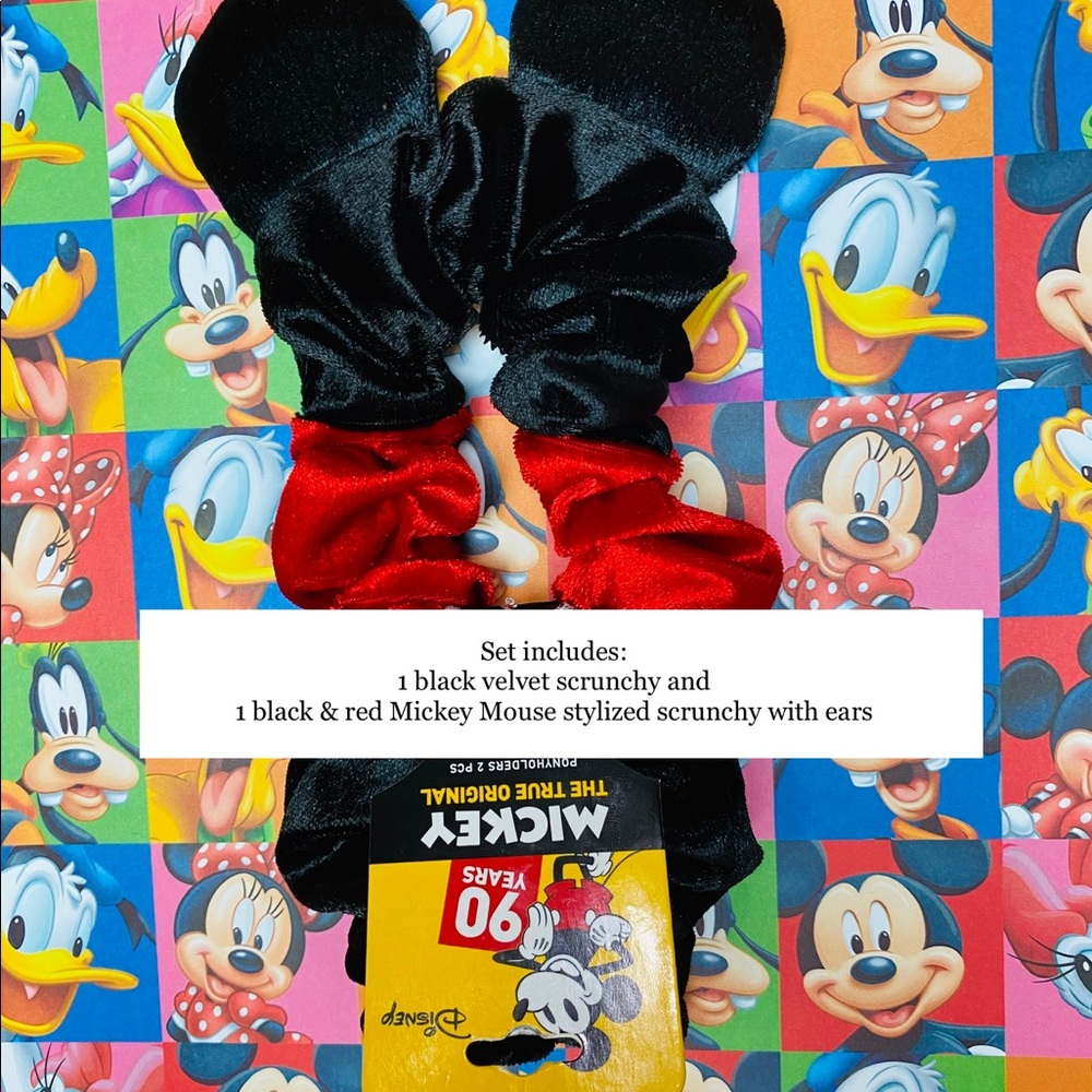 🎈Disney's Mickey Mouse Velvet Scrunchies Duo - Picture 2 of 11